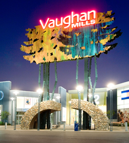 Image of a sign in front of a mall that reads "Vaughan Mills"
