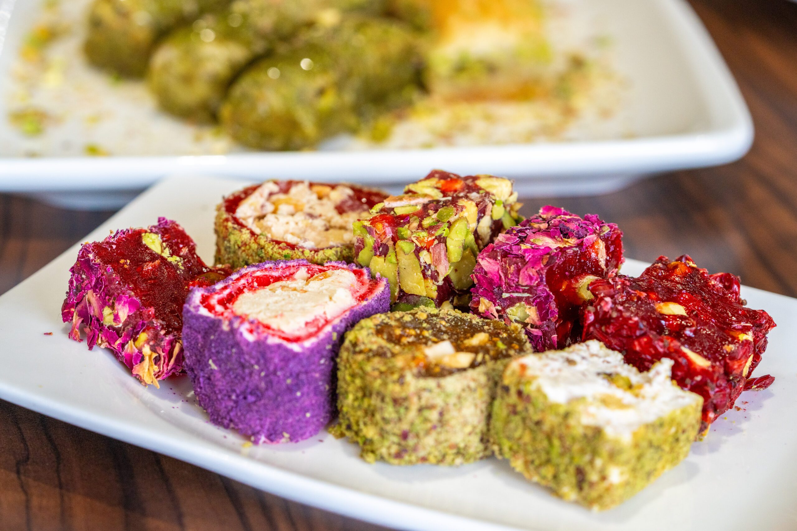 Image of a colourful selection of treats at a Turkish cafe