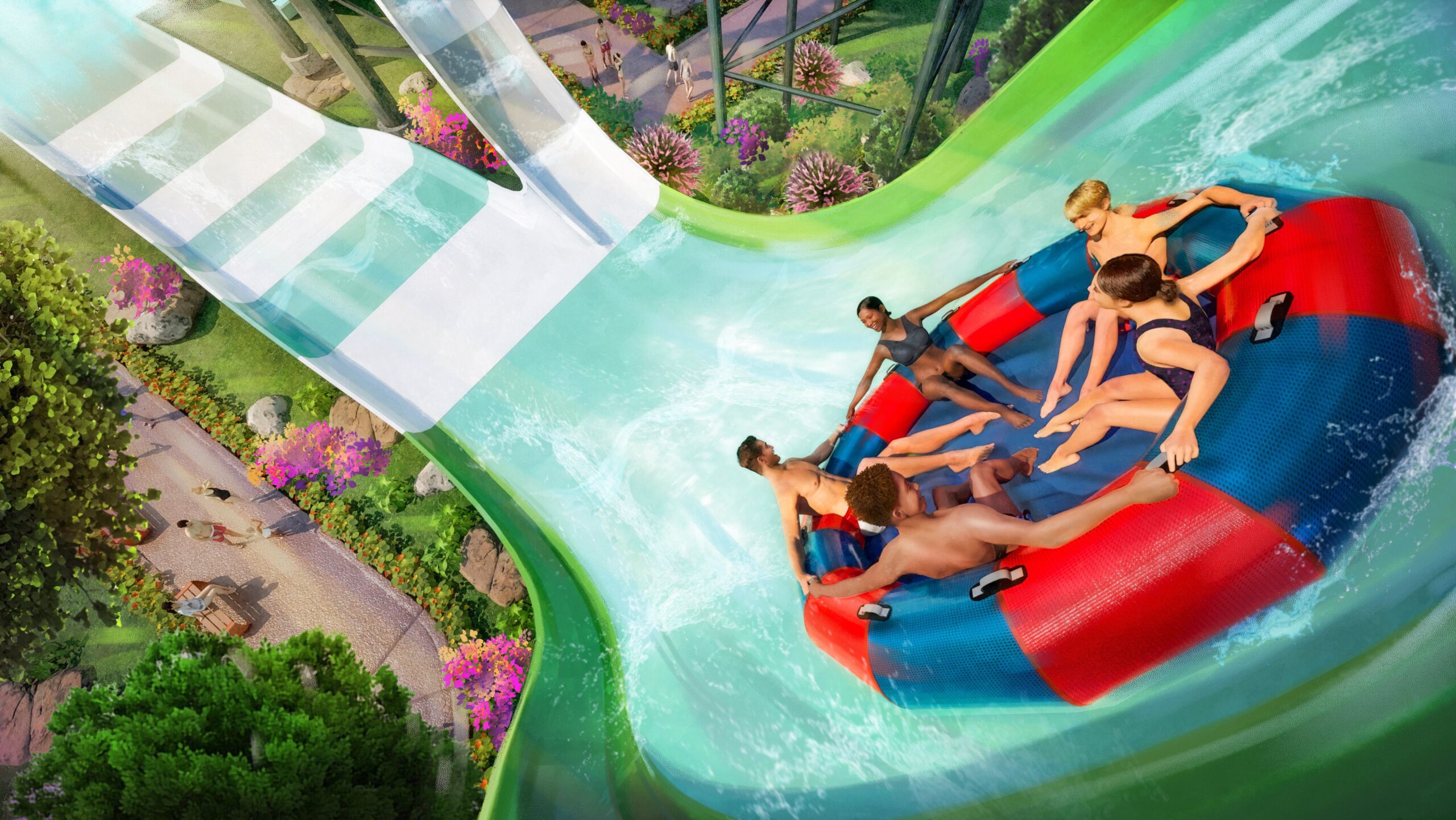 people in a water tube
