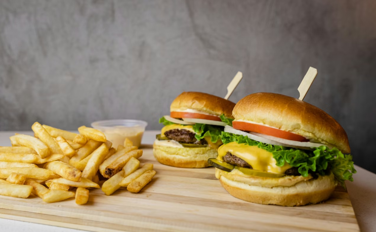 burgers and fries