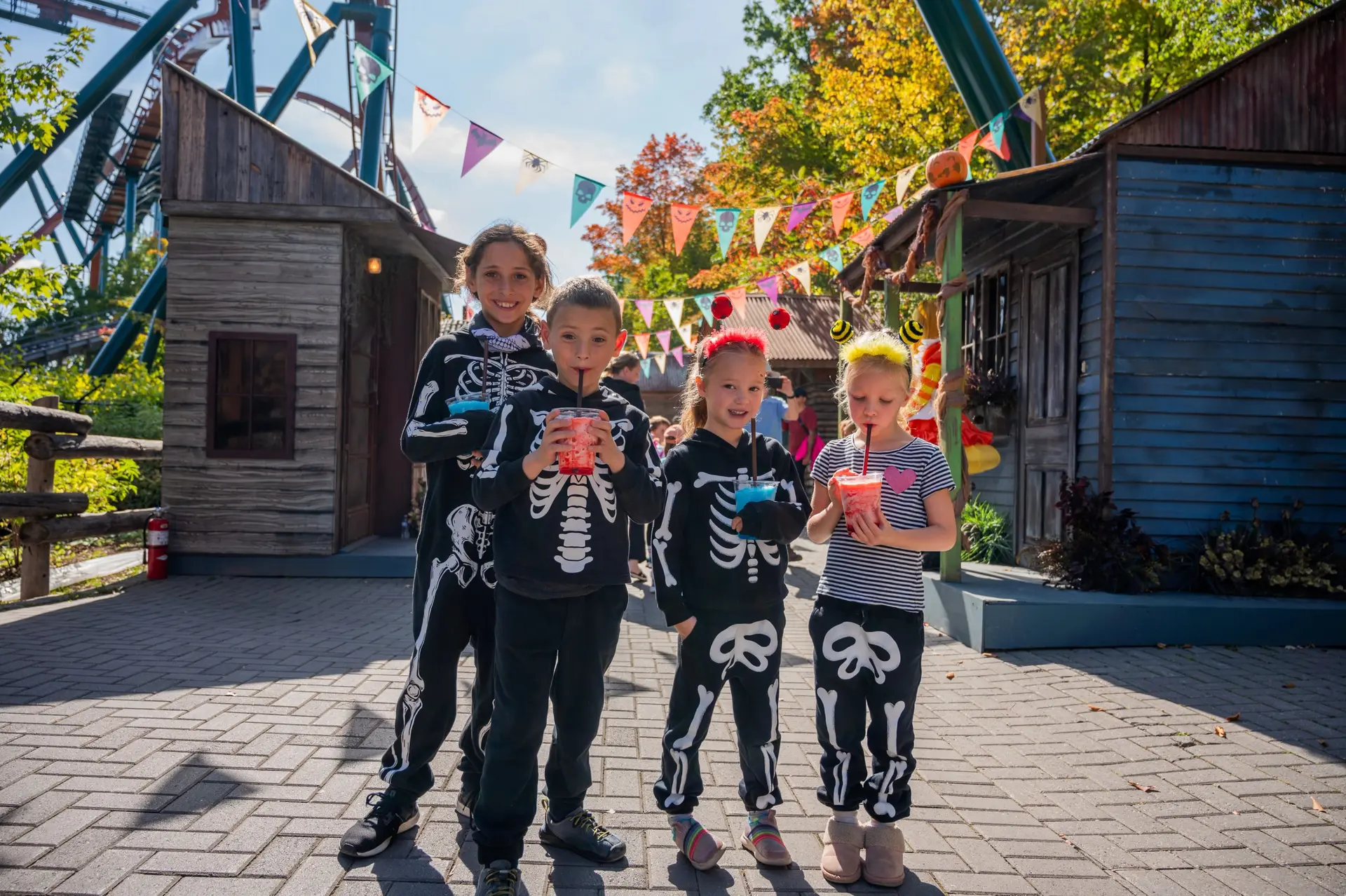 children in Halloween costumes